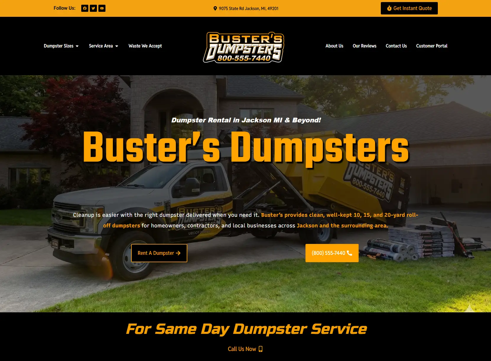 Busters Dumpsters website by Magnate Productions